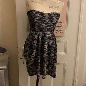 Free people strapless mini dress black grey white